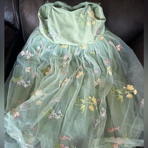 Floral Embroidered Green Dress